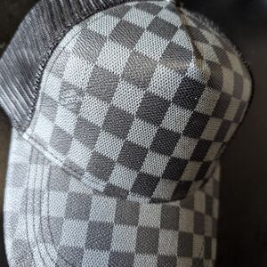 Louis Vuitton Black and Gray Checkered Hat